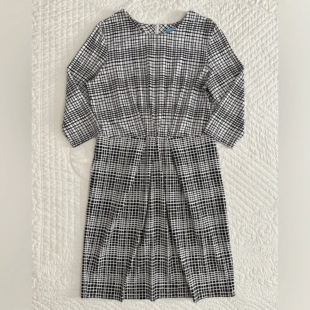 J. McLaughlin Catalina Cloth Mia Dress Black White Mod Matrix Women’s XL - Picture 10 of 10